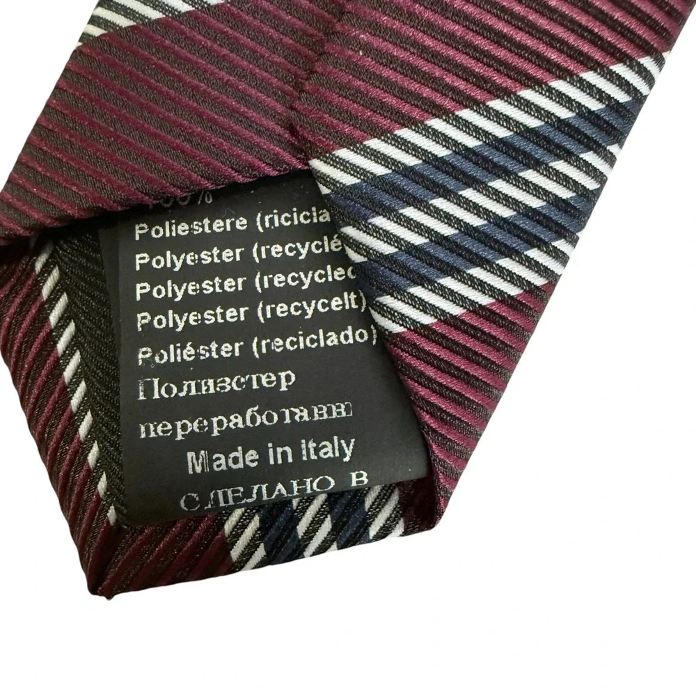 Hugo‎ Boss Mens Performance Tie Burgundy Navy Blue Stripe NWT